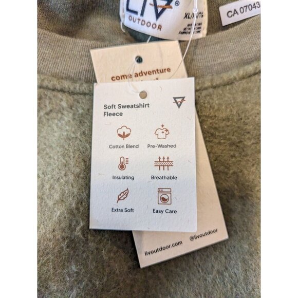 Liv Outdoor Life Integrity Earth Mens Sweatshirt Army Green Soft Fuzzy Size XL - Picture 5 of 7